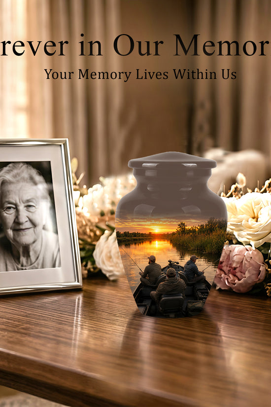 Fisherman Sunset Cremation Urn - Personalized Burial Urns For Ashes