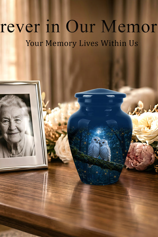 Starry Night Couple Owl Funeral Urn - Owl Funeral Urns For Loved Ones