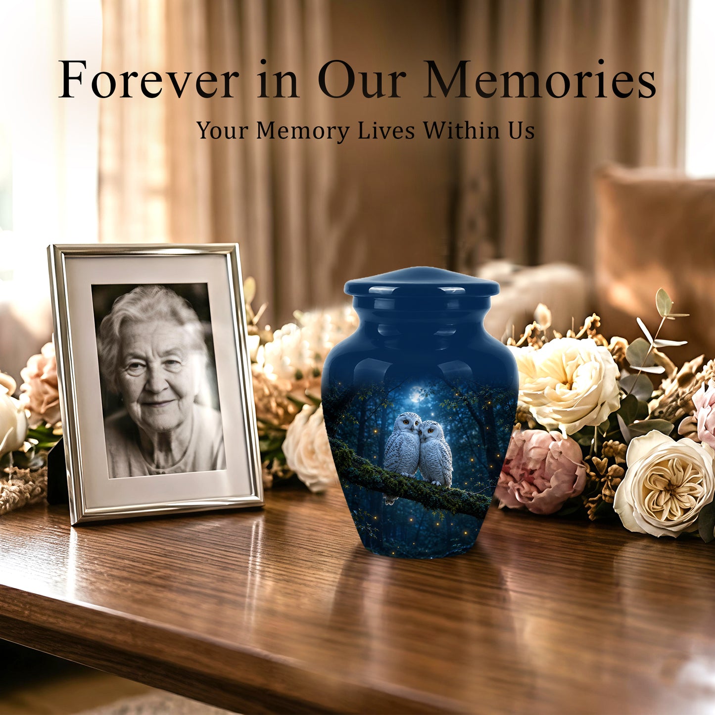 Starry Night Couple Owl Funeral Urn - Owl Funeral Urns For Loved Ones