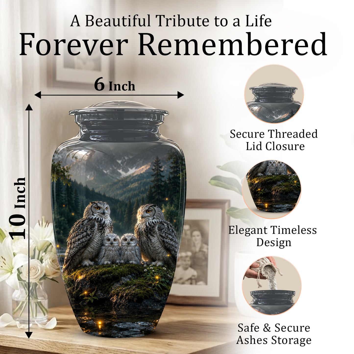 Owl Family Cremation Urn for Ashes – Beautifully Custom Memorial Urn