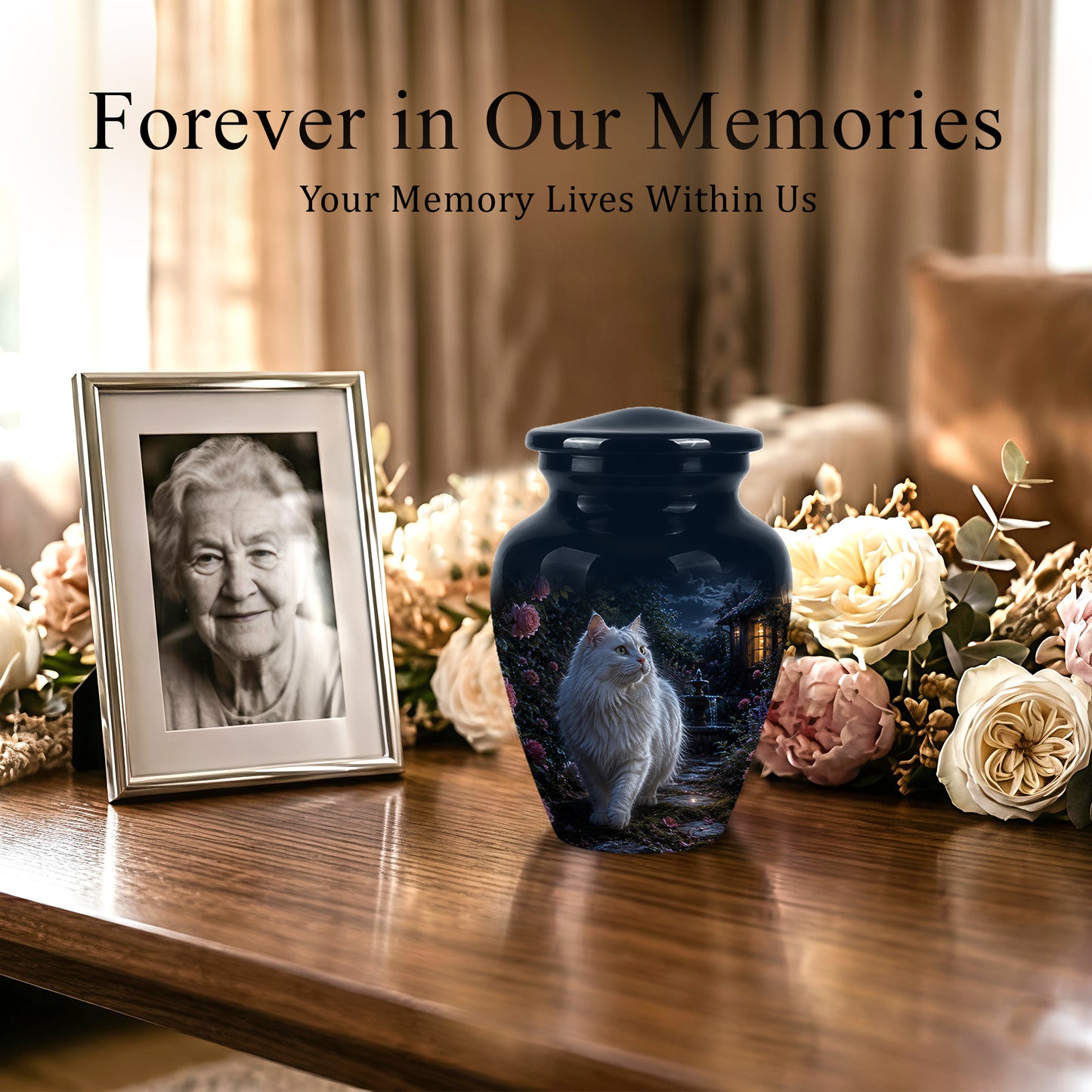 Beautiful White Cat Cremation Urn -  Personalized Handcrafted Pet Urns