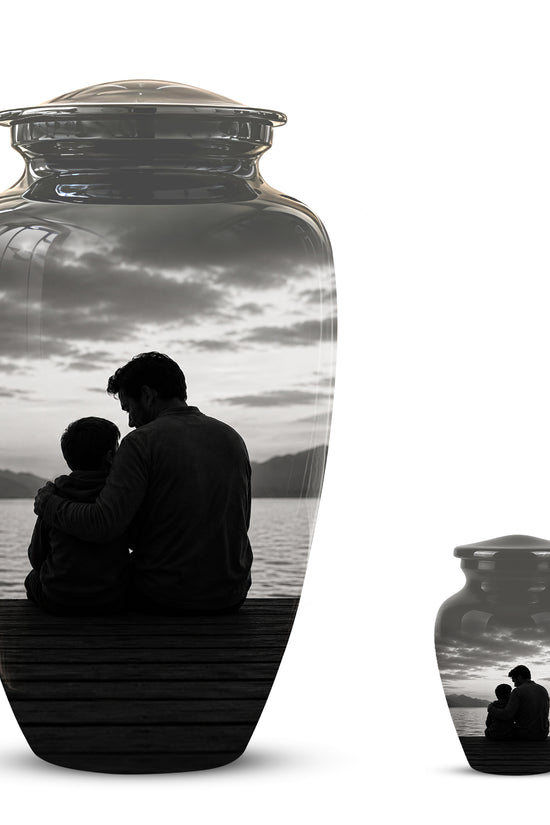 Handcrafted Father Memorial Urn - Black Personalized Urn For Dad Ashes