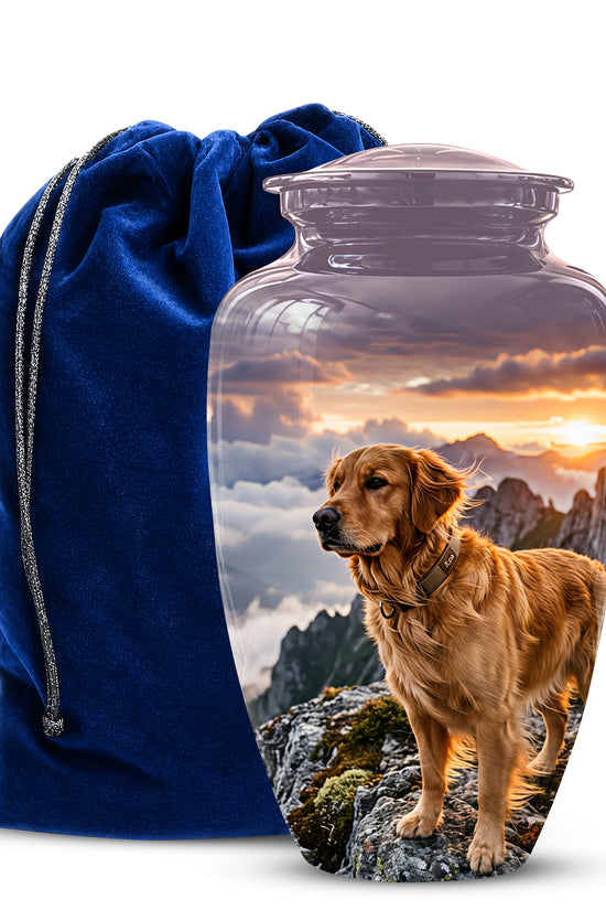 Golden Retriever Themed Urn - Handcrafted Custom Urn For Pet Dog Ashes