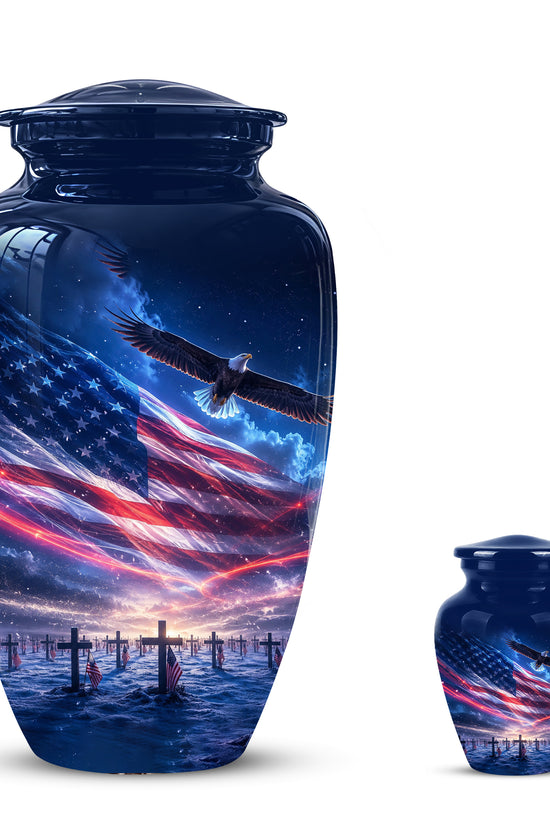 Personalized American Flag Cremation Urn for Ashes – Custom Military Memorial Urn