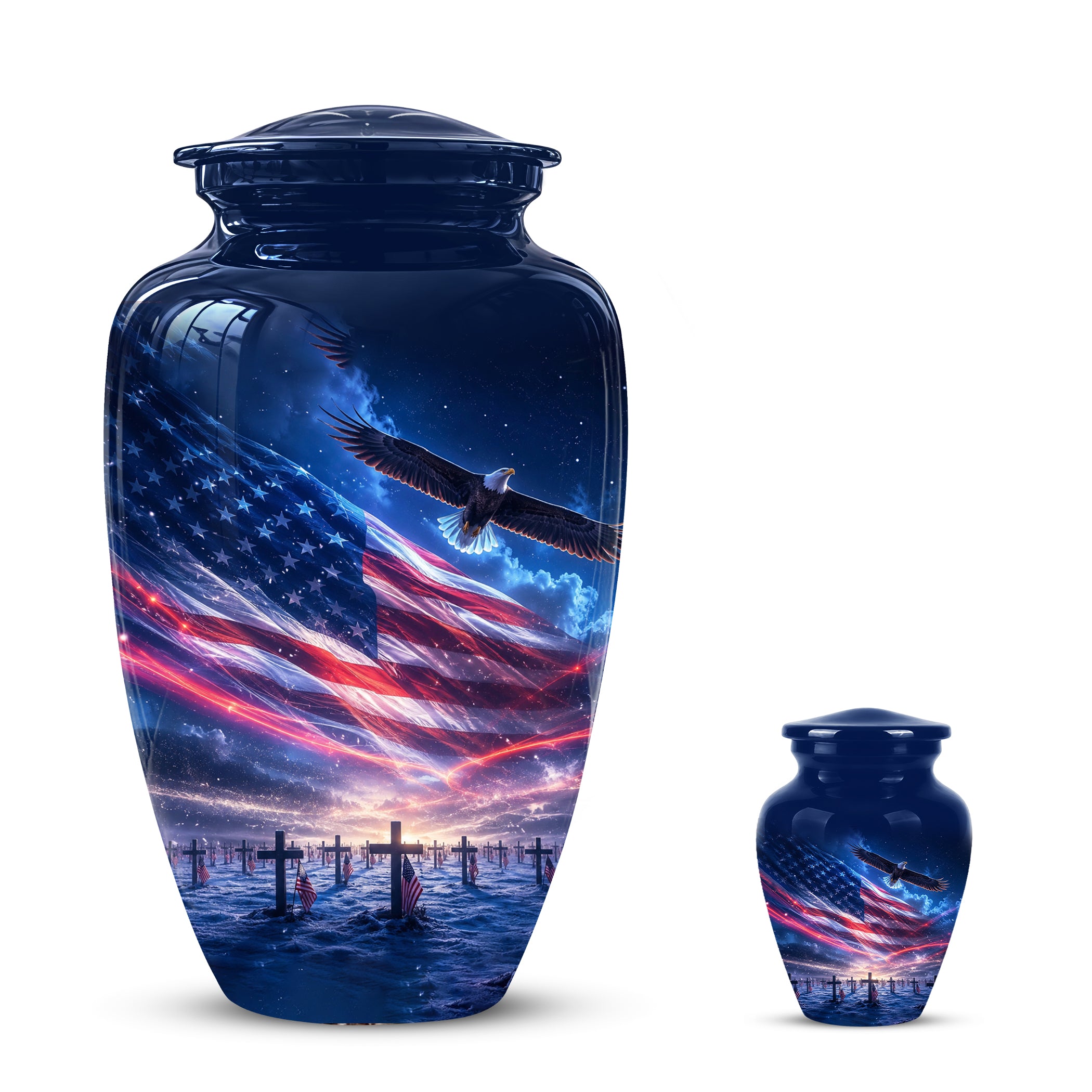 Personalized American Flag Cremation Urn for Ashes – Custom Military Memorial Urn