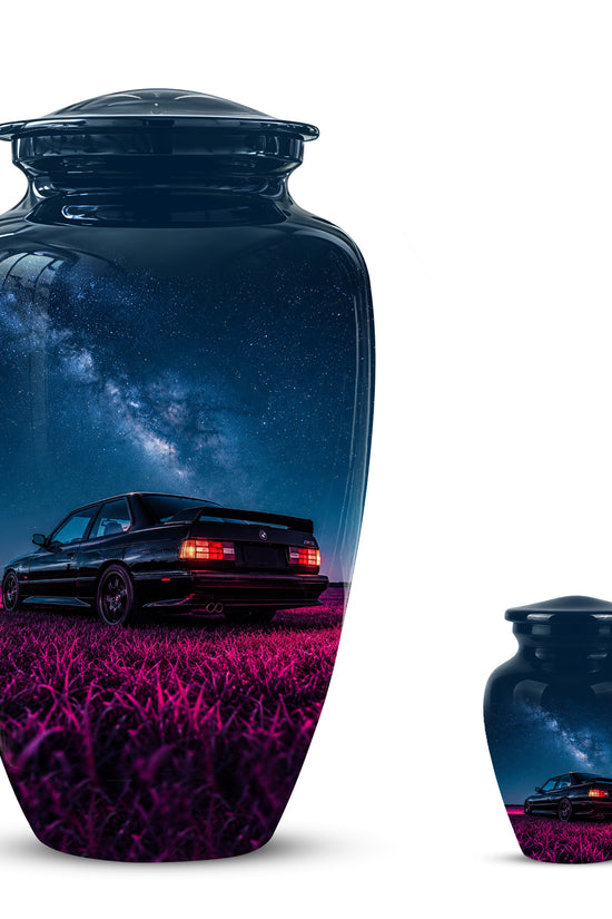 Neon Sports Car Memorial Urn - Custom Galaxy Night Urns For Car Lovers