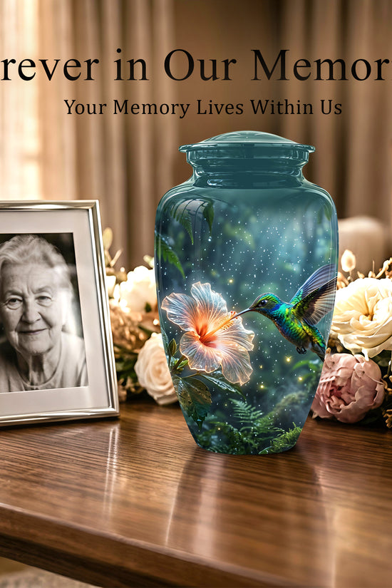 Hummingbird Cremation Urn for Ashes - Elegant Floral Memorial Urn