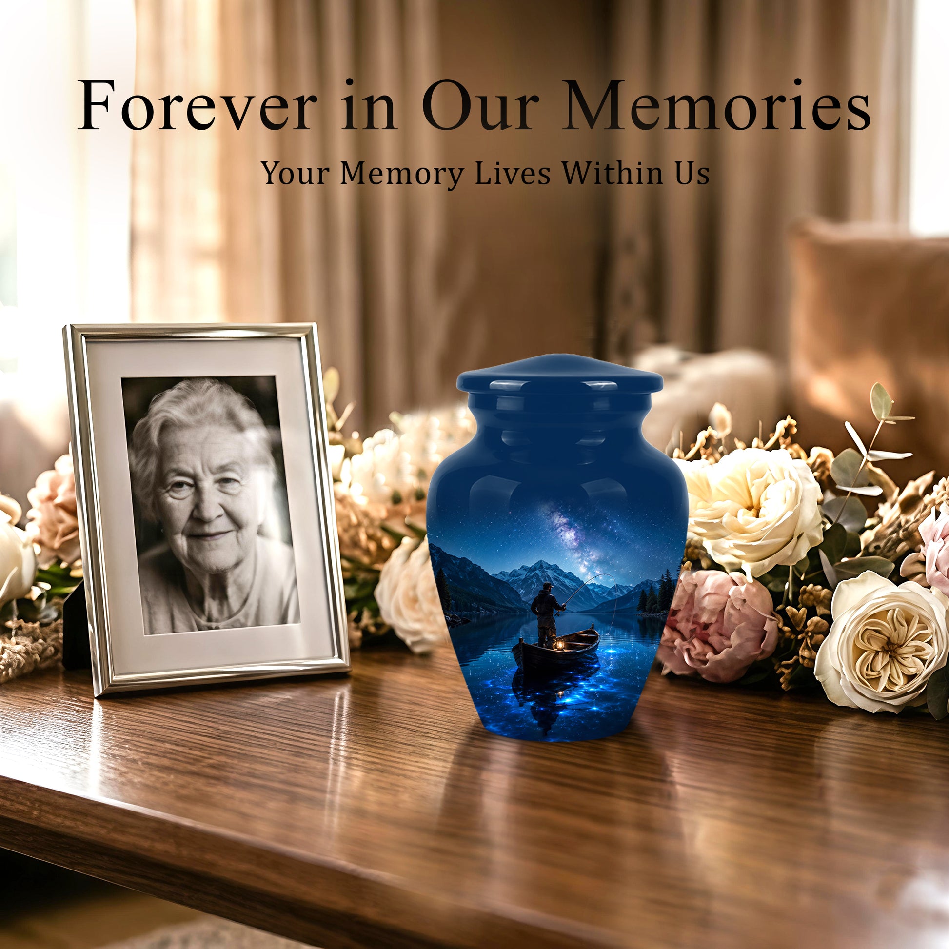 Fisherman Memorial Urn - Night Fishing Urns For Men & Women Ashes