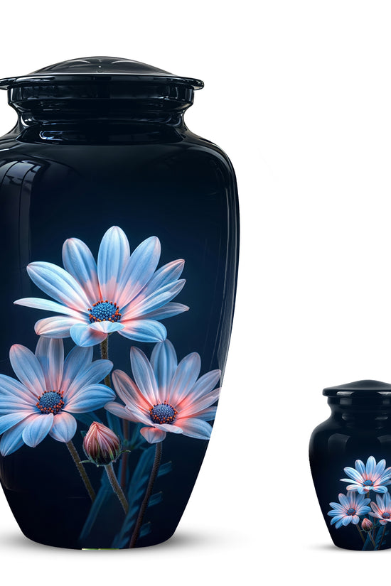 Blue Flower Memorial  Urn - Beautifully Crafted Urns To Tribute Ashes