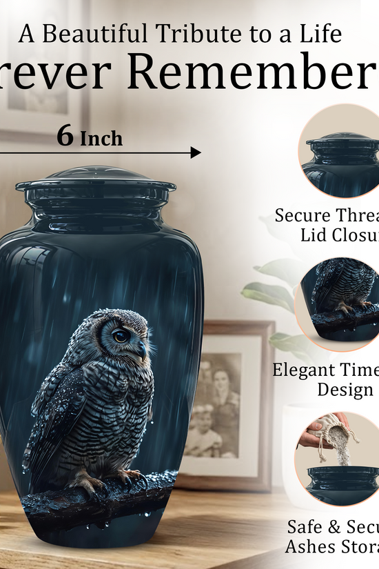 Snowy Owl Cremation Urn - Night Owl Burial Urns For Human Ashes