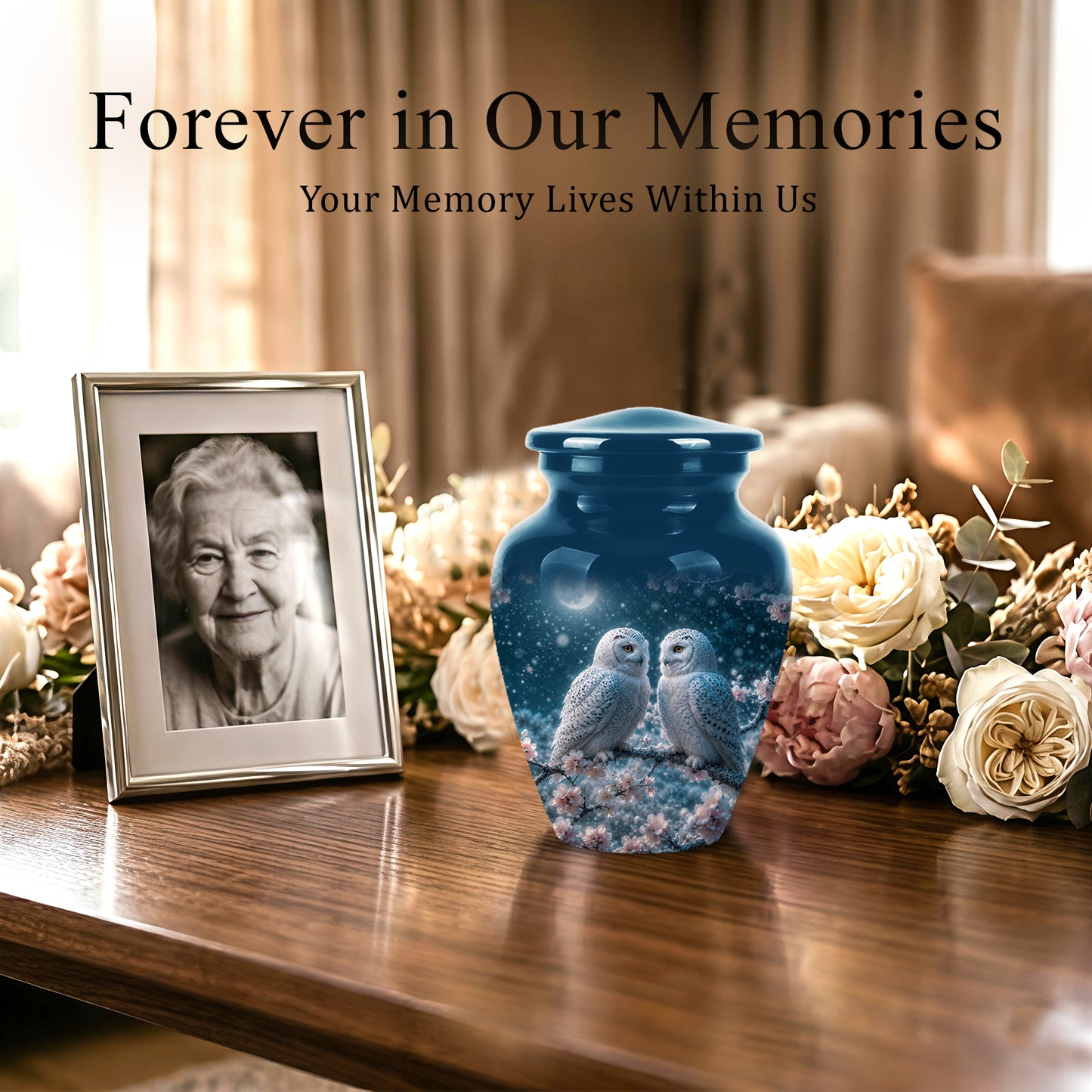 Snowy Owl Couple Memorial Urn - Majestic Couple Urns For Loved Ones