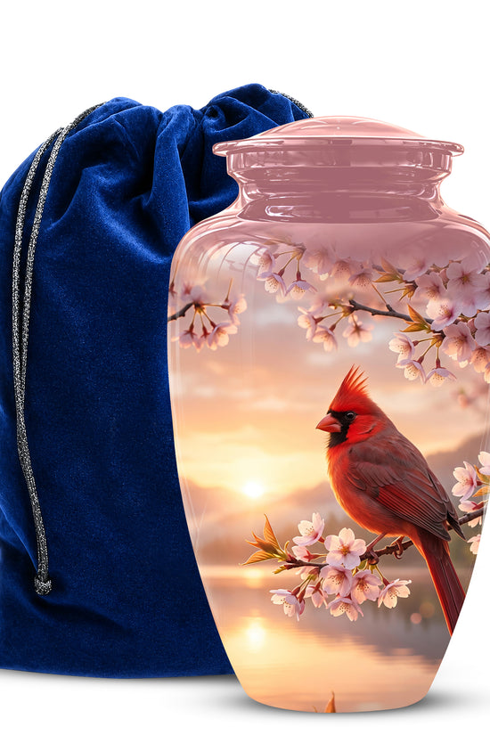 Cardinal Bird Themed Urn - Beautiful Memorial Urns For Spiritual Ashes