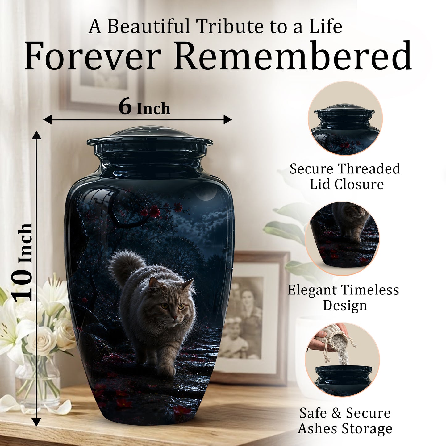 Custom Cat Cremation Urn - Handcrafted Pet Memorial Urns For Ashes