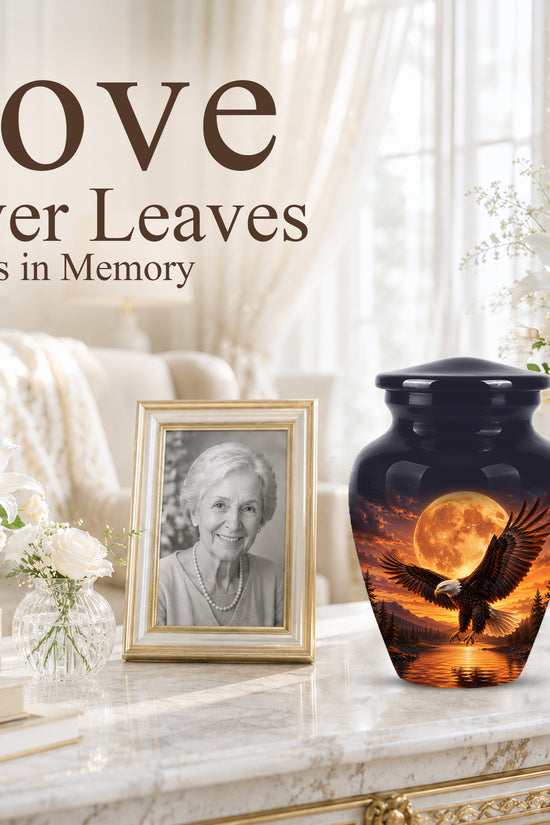 Personalized Flying Eagle Cremation Urn - Celestial Moon Memorial Urns