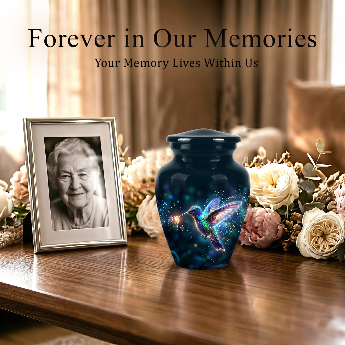 Celestial Colorful Hummingbird Cremation Urn - Majestic Funeral Urns