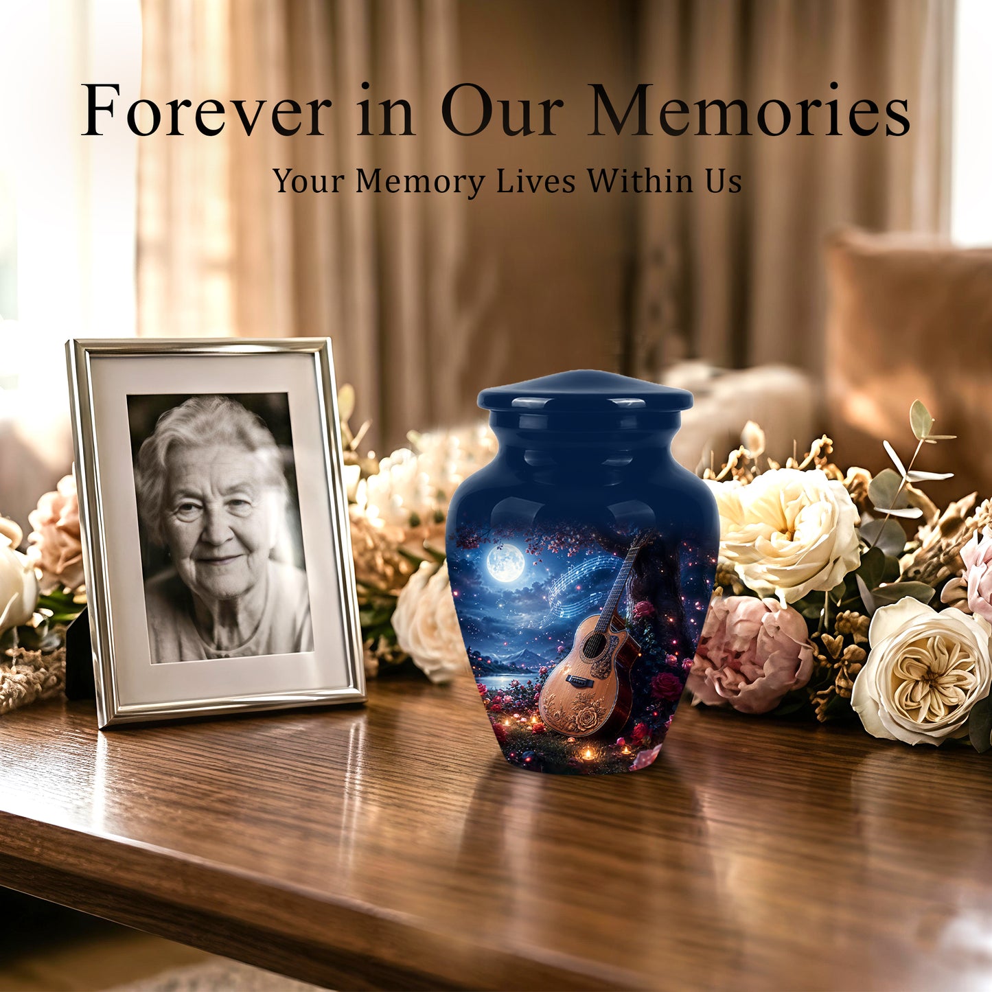 Artistic Guitar Memorial Urn - Beautifully Handcrafted Urns For Humans