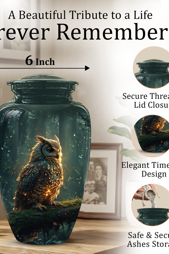 Mystical Owl Cremation Urn - Green Burial Urns For Human Ashes