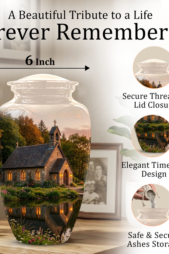 Christian Church Cross Burial Urn - Spiritual Burial Urns For Human Ashes