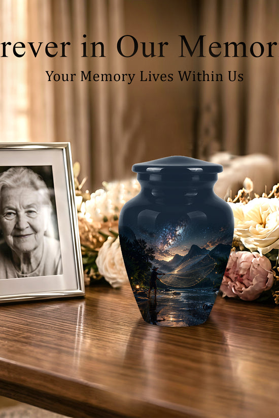 Fisherman Cremation Urn - Night Sky Memorial Urns For Human Ashes