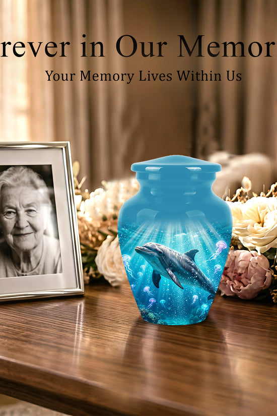 Dolphin Themed Urn - Beautifully Handcrafted Burial Urns For Mom Ashes
