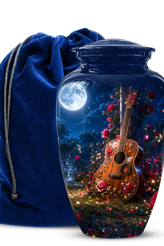 Starry Guitar Memorial Urn - Artistic Funeral Urns For Musicians Ashes