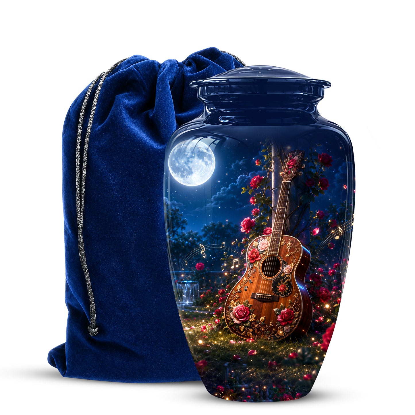 Starry Guitar Memorial Urn - Artistic Funeral Urns For Musicians Ashes