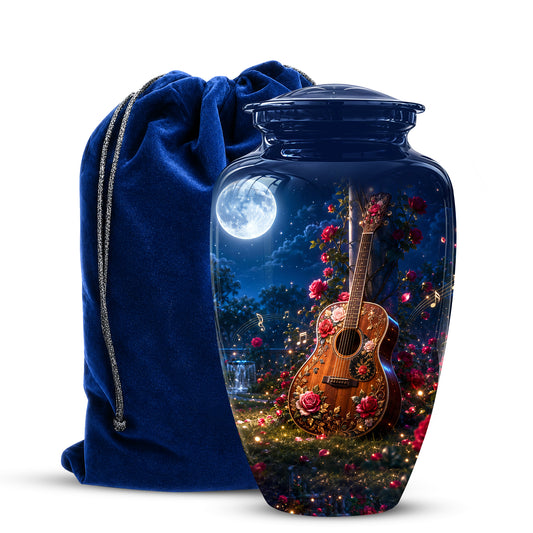 Starry Guitar Memorial Urn - Artistic Funeral Urns For Musicians Ashes