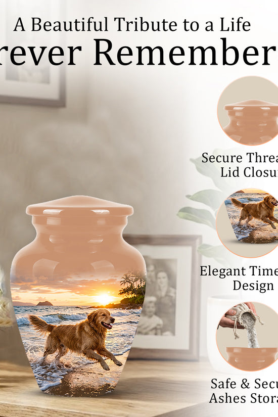 Golden Retriever Themed Urn - Personalized Memorial Urns For Pet Dog