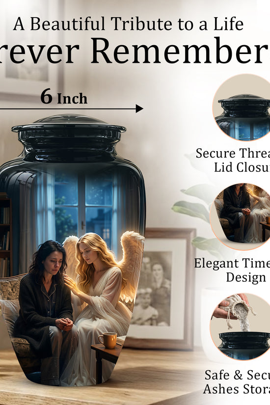 Black Angel Burial Urns - Personalized Memorial Urns For Mother Ashes