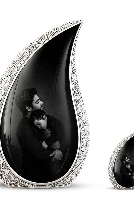 Black Father & Son Memorial Urn - Custom Cremation To Tribute Dad Ashes
