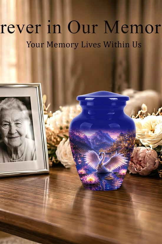 Swan Lake Fantasy Urn - Majestic Burial Urns For Loved Ones Ashes