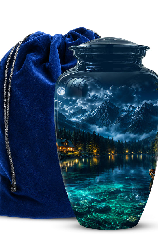 Mountain Lake Cremation Urn - Night Landscape Urns For Human Ashes