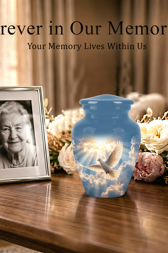 White Dove Bird Themed Urn - Custom Handcrafted Memorial Urns For Ashes