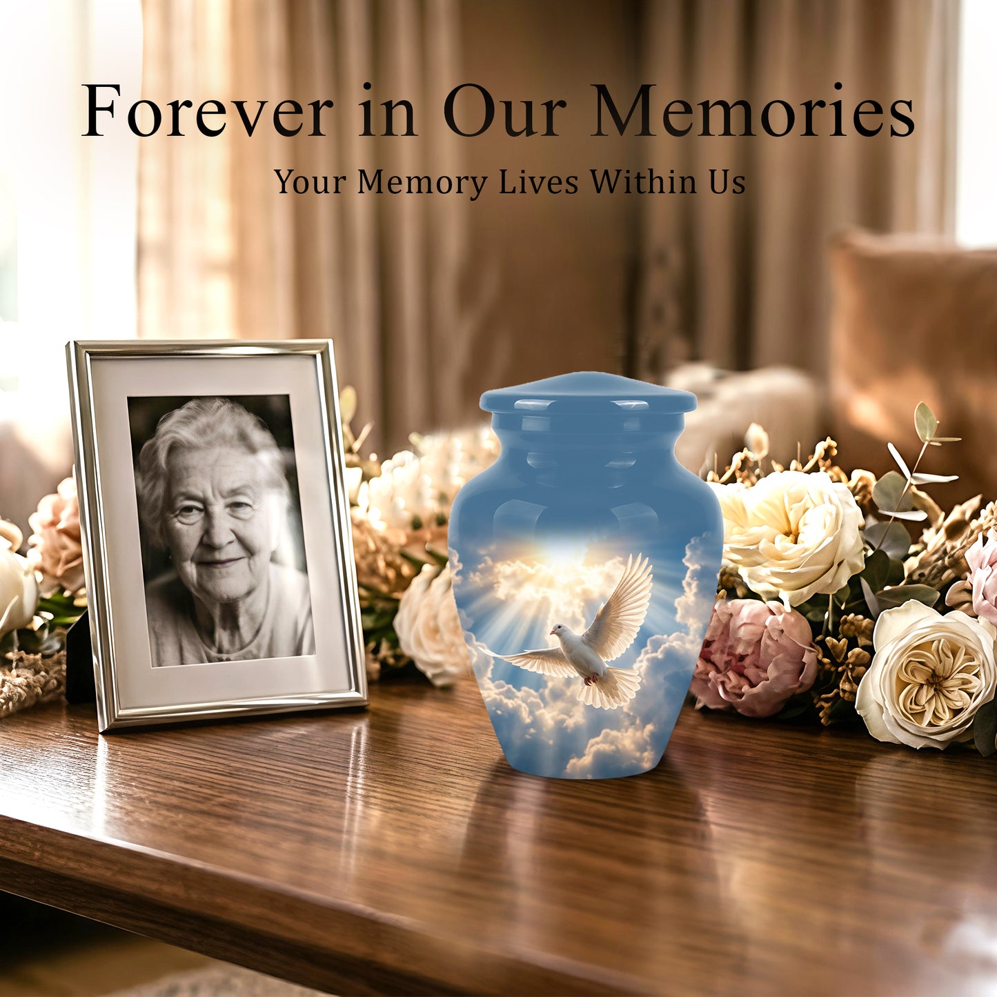 White Dove Bird Themed Urn - Custom Handcrafted Memorial Urns For Ashes