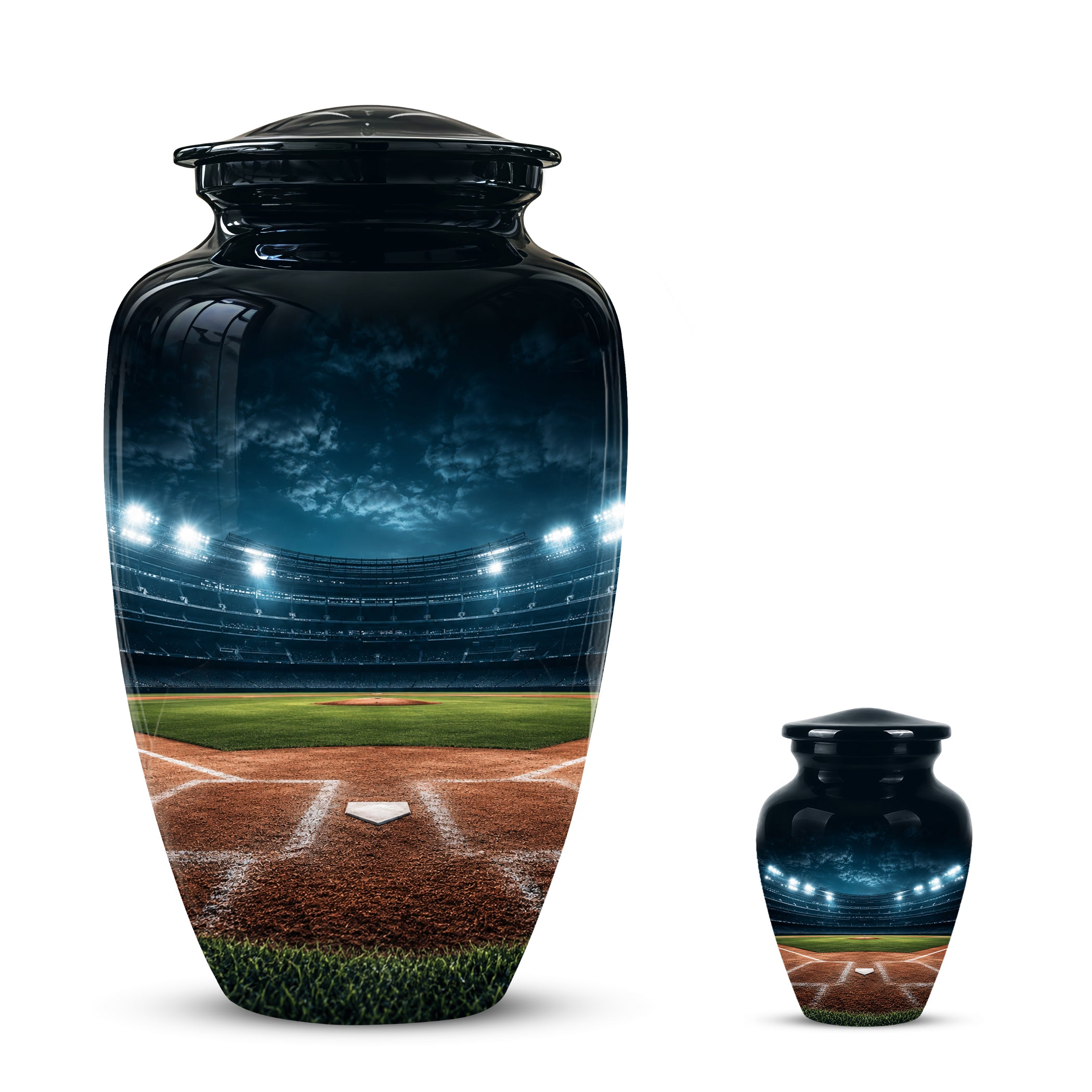 Personalized Baseball Ground Cremation Urn - Aluminium Memorial Urns