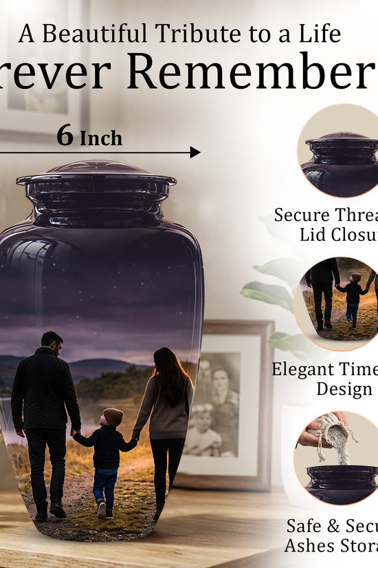 Dad, Son & Mom Cremation Urn - Artistic Night Burial Urns For Human Ashes