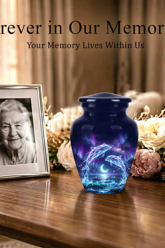 Dolphin Cremation Urn - Artistic Moonlight Memorial Urns For Ashes