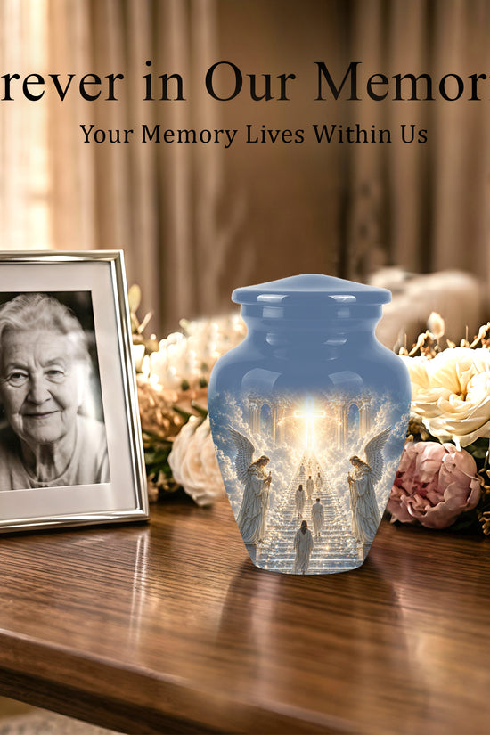 Heaven’s Gate Cross Cremation Urn – Angel Memorial Urn For Human Ashes