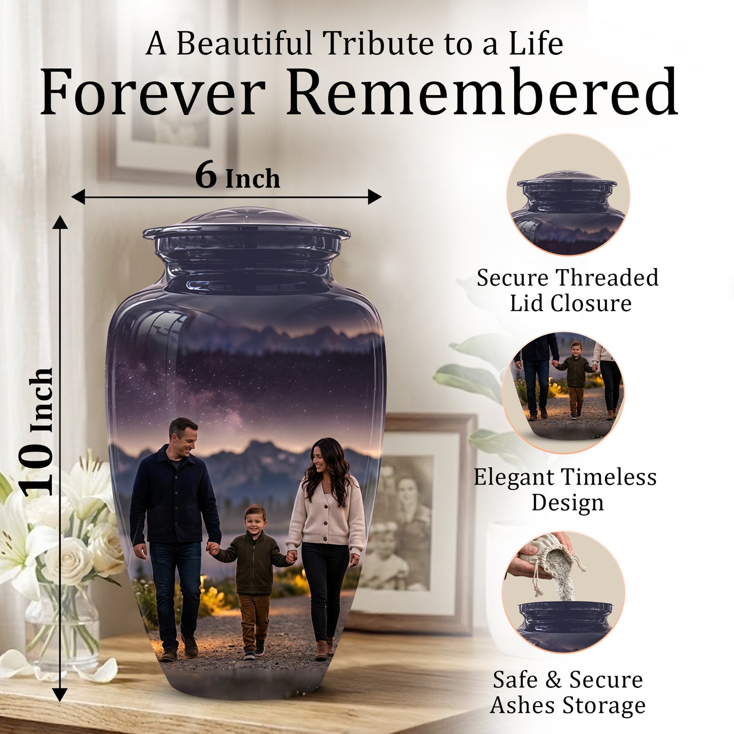 Father, Son & Mother Memorial Urn - Beautiful Tribute Urns For Loved Ones