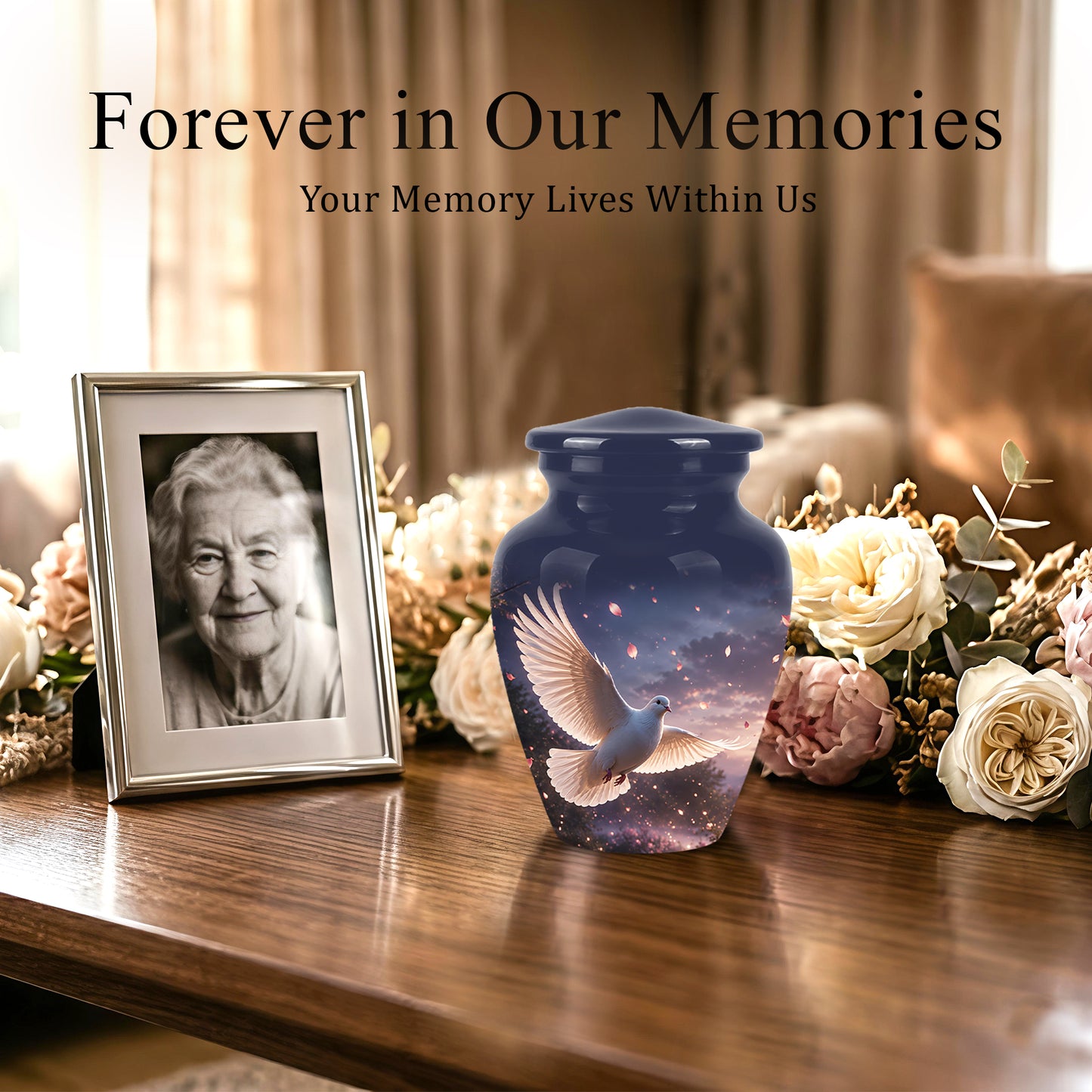 Flying White Dove Cremation Urn - Classic Memorial Urns For Adult Ashes