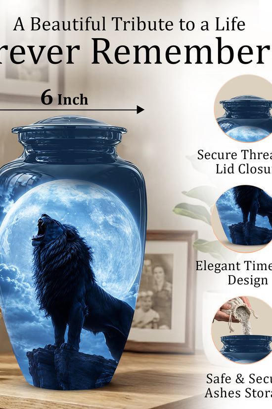 Roaring Lion Cremation Urn - Handcrafted Personalized Urns For Ashes