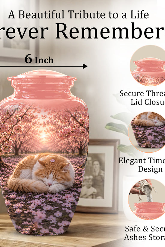 Orange Sleeping Cat - A Peaceful Resting Tribute Urns For Pet Ashes