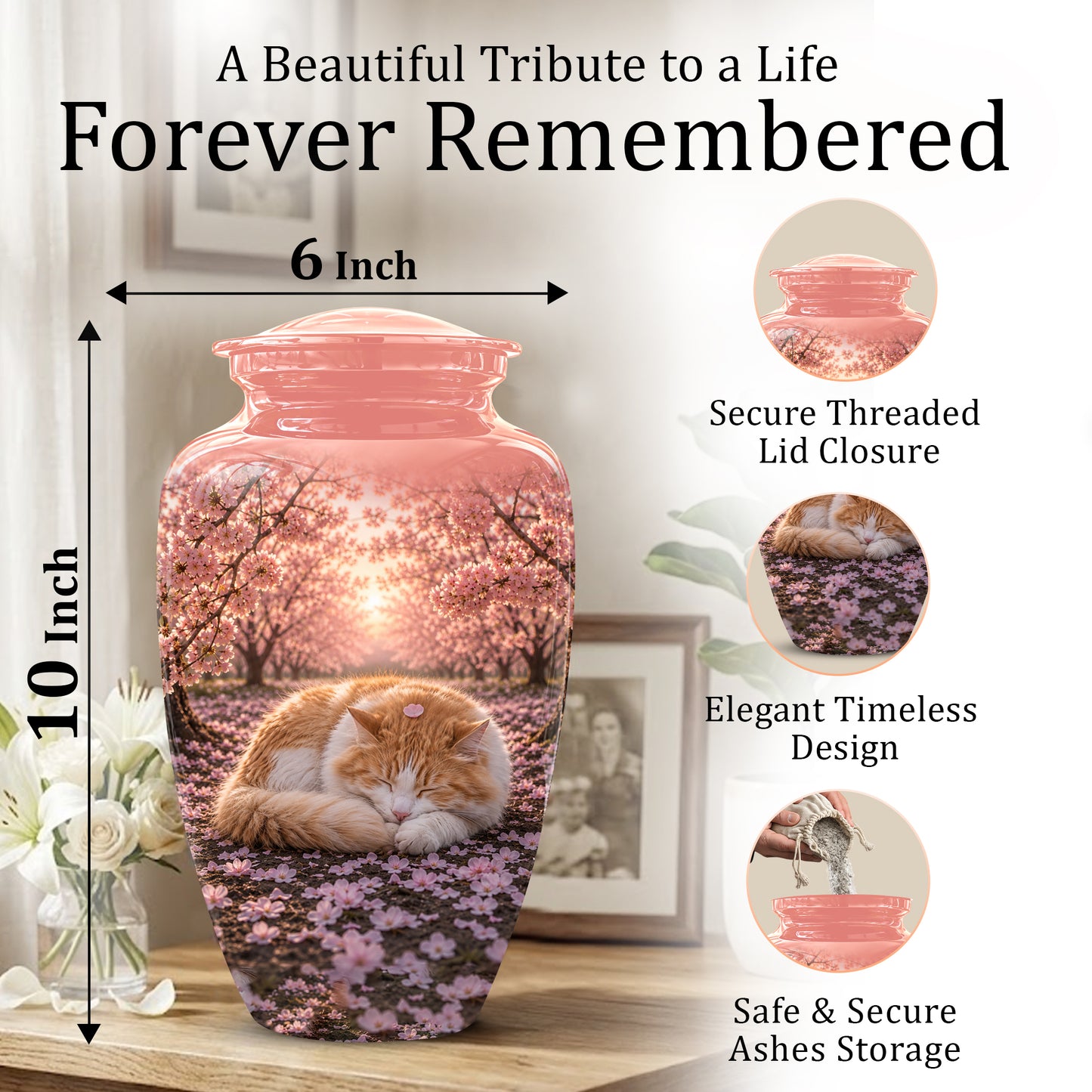 Orange Sleeping Cat - A Peaceful Resting Tribute Urns For Pet Ashes