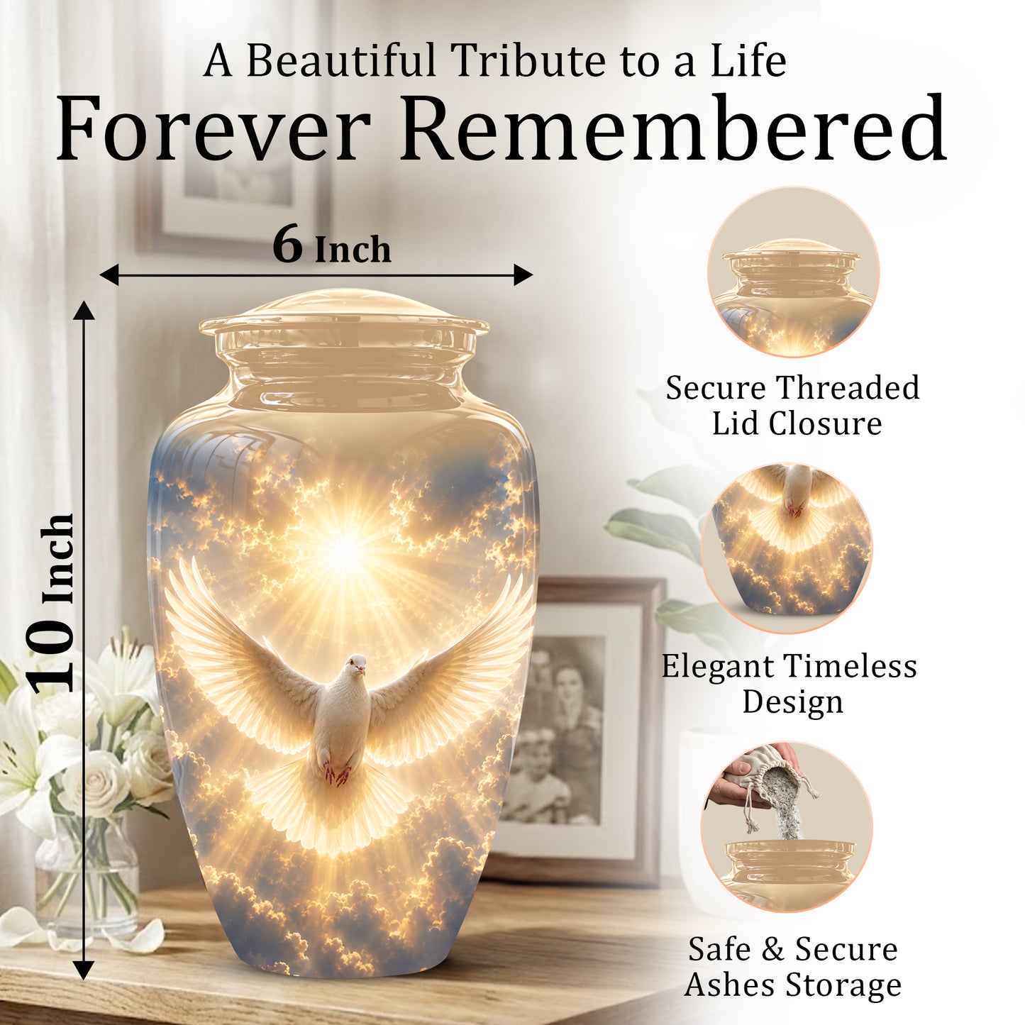 Flying Dove Cremation Urn - Custom Handcrafted Urn For Human Ashes
