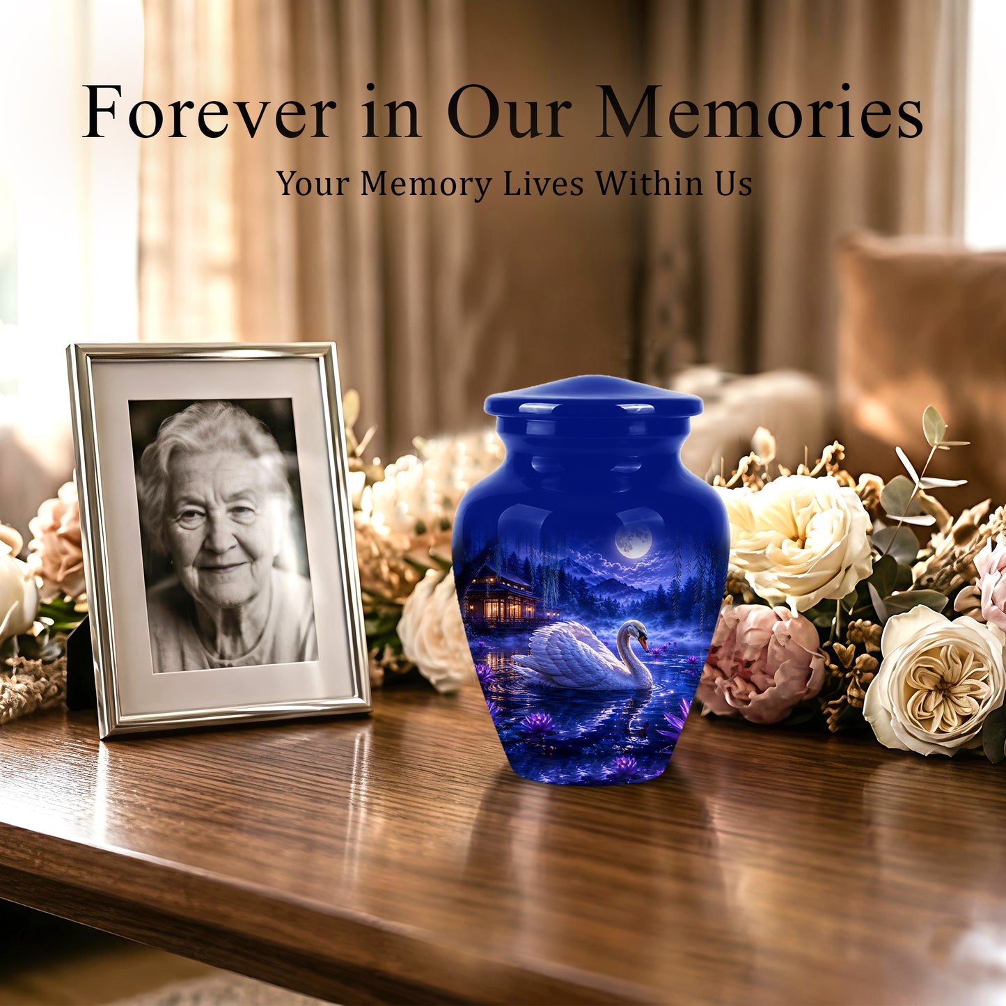 White Swan Memorial Urn - Personalized Funeral Urns On Sale For Ashes