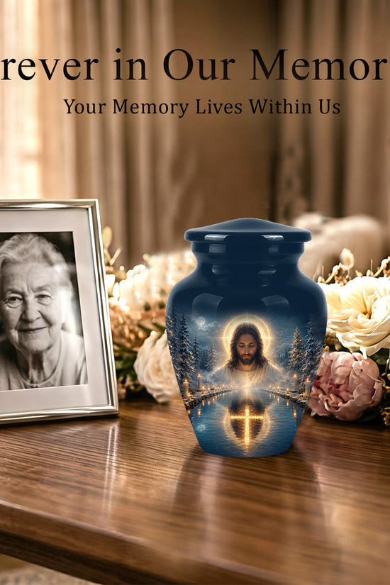 Divine Jesus Cremation Urn for Ashes – Christian Cross Memorial Urn