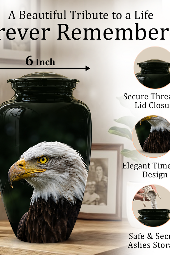 Patriotic Eagle Cremation Urn - Black Memorial Father Urns For Ashes