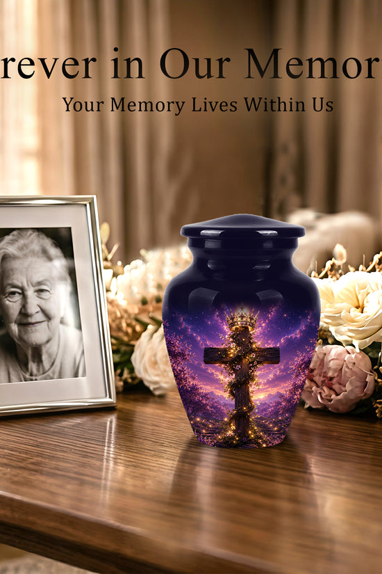 Cross With Crown Cremation Urn for Ashes – Spiritual Memorial Urns
