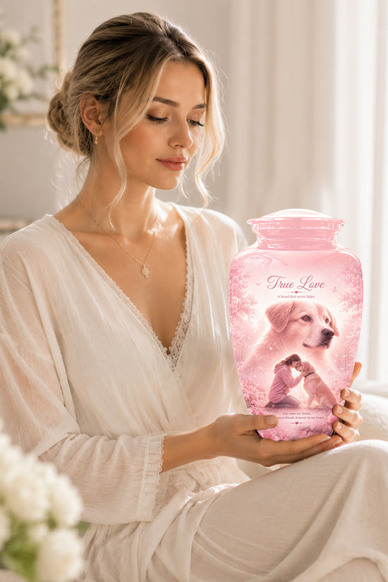 Pink Pet Dog Memorial Urn – Dog Burial Urn for Pets Ashes