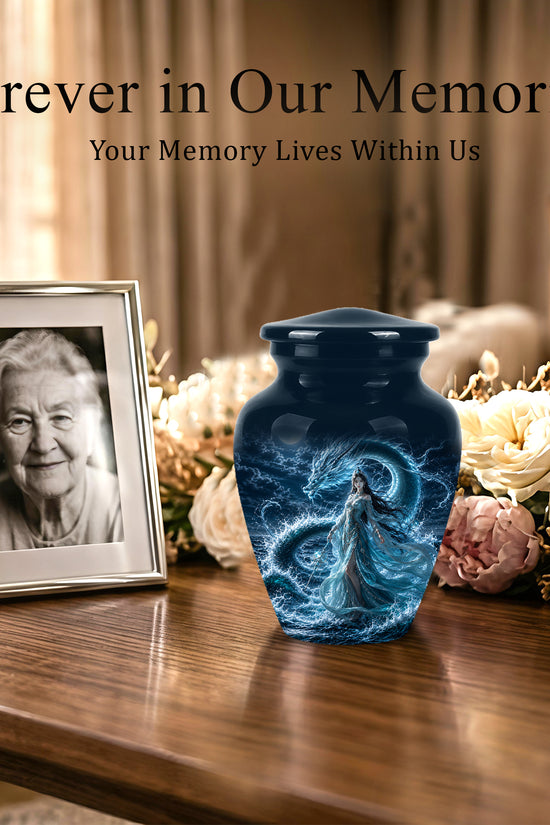 Celestial Dragon & Goddess Cremation Urn - Custom Handmade Adult Urns